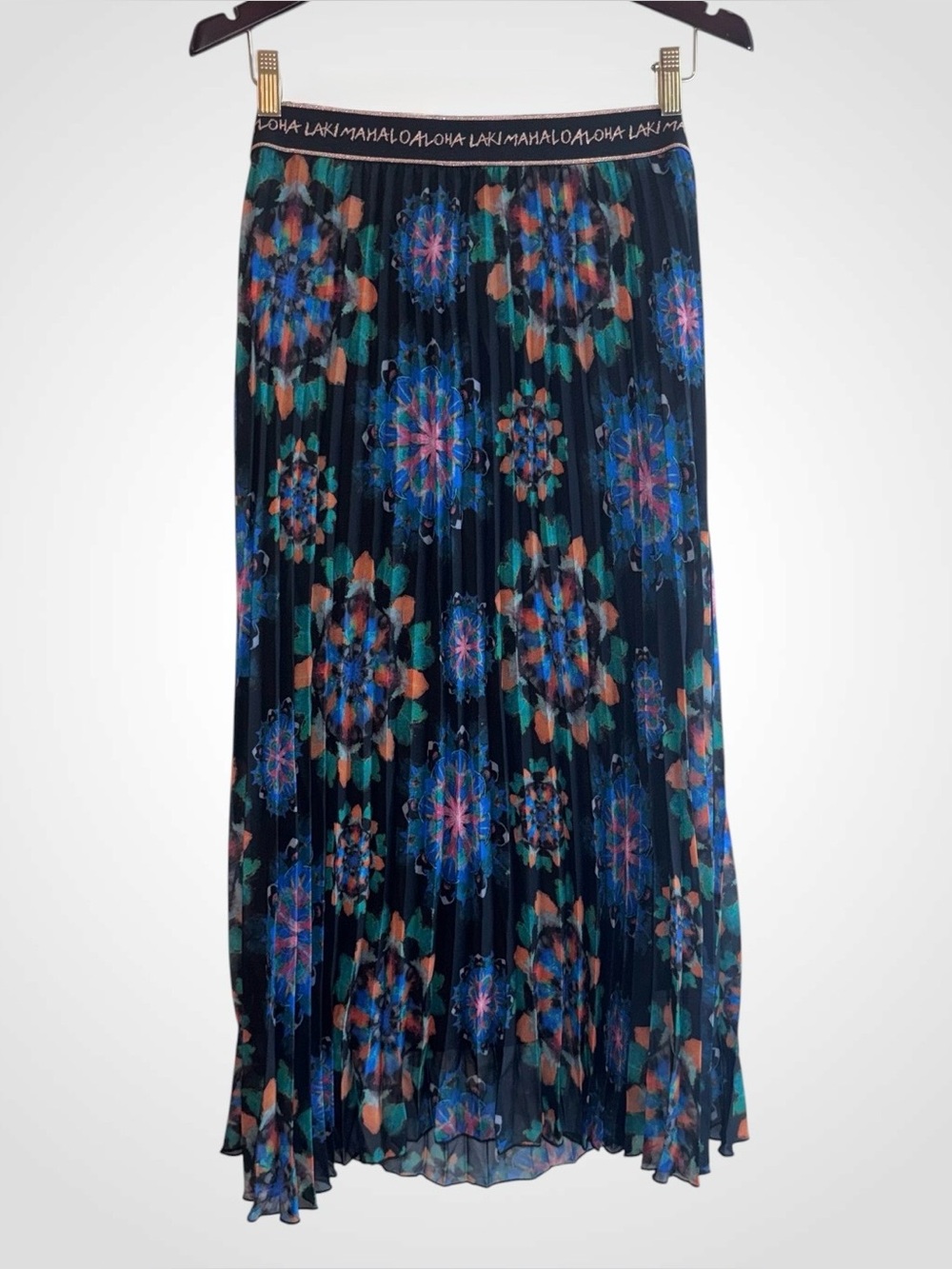 Desigual NWT Pleated Maxi Skirt Mandala Print Boho Festival Artwear IT Size 42 - Picture 10 of 14